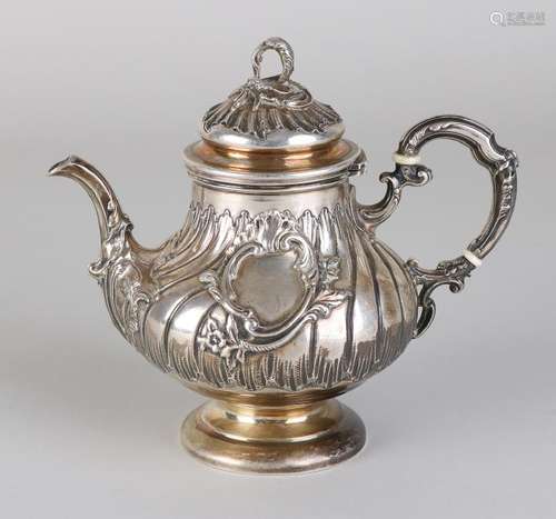 Silver milk jug, 950/000 French, on round base with