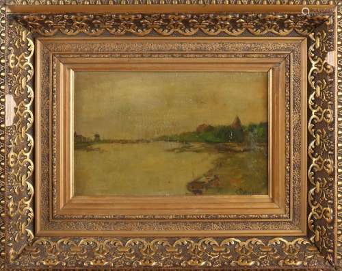 Stutterheim. Circa 1900. River face. Oil paint on