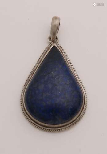 Large silver pendant, 925/000, with pear-shaped lapis
