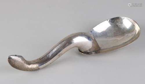 Silver rice spoon, BWG, with curled handle with