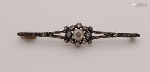 Antique brooch, silver with gold with a rosette with