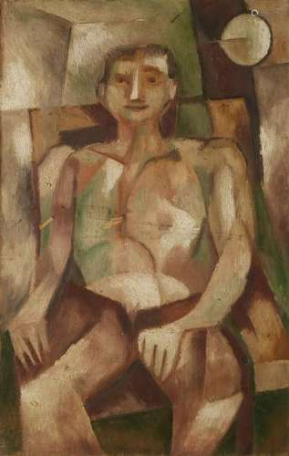 Udo Genschmer. German School. Cubist figure. Oil paint