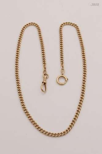 Yellow gold watch chain, 585/000, solid convex gourmet