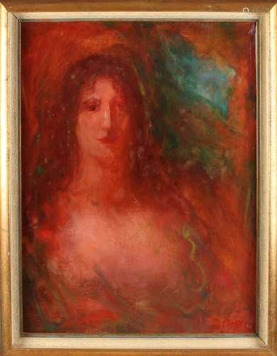 D. Ocker. 1882 - 1958. Lady's portrait. Oil paint on