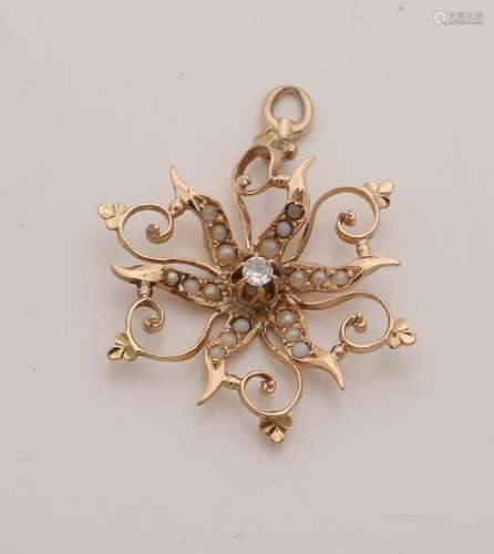 Yellow gold pendant, 585/000, openwork model, in the