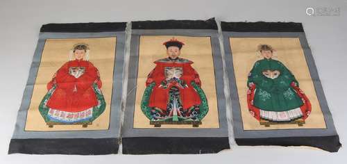 Three old / antique Chinese hand-painted pre-parent