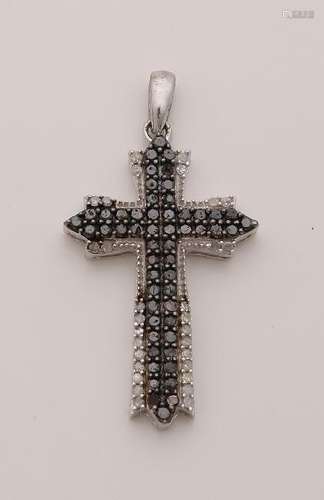 Beautiful silver cross, 925/000, with diamonds. Cross