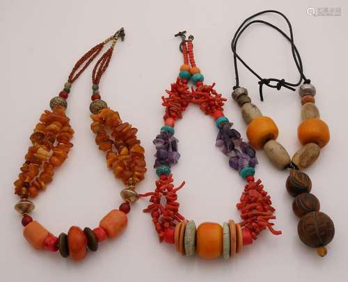 Three special authentic Berber necklaces, including