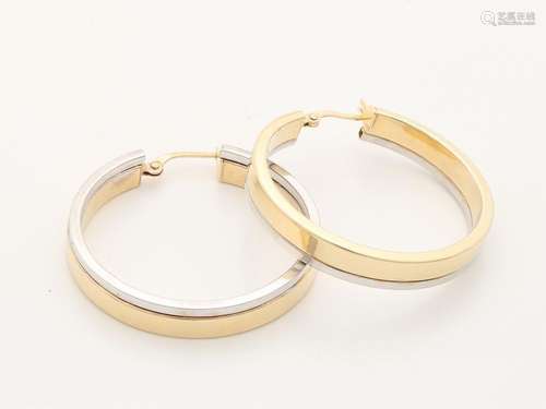 Golden earrings, 585/000, with white and yellow gold.