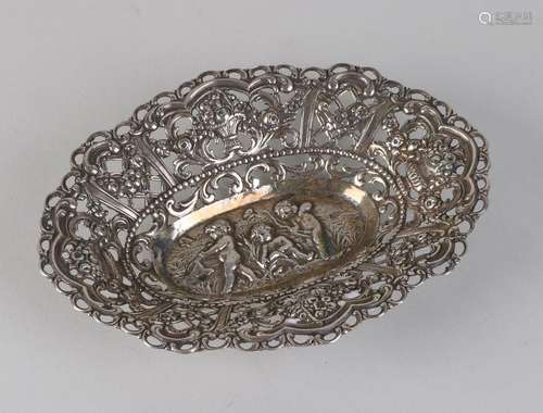 Open worked silver plate, 800/000, oval-patterned model