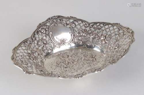 Openwork silver plate, 800/000, oval-patterned model