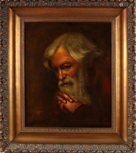 PP Sander. Portrait man with beard. Oil paint on linen.