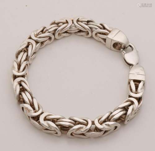 Silver bracelet, 925/000, with a rough royal link,