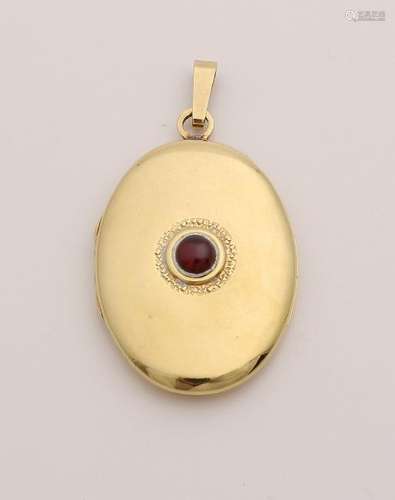 Gold on silver medallion, 925/000, oval model with red