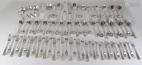 Large silver cutlery with a praise, 833/000. Cutlery