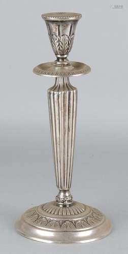 Silver candlestick, 800,000, on round base, decorated