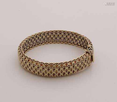 Yellow gold bracelet, 585/000, with a classic braided