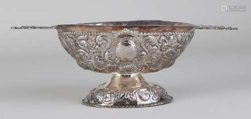 Antique Frisian brandy bowl, 934/000, oval driven model