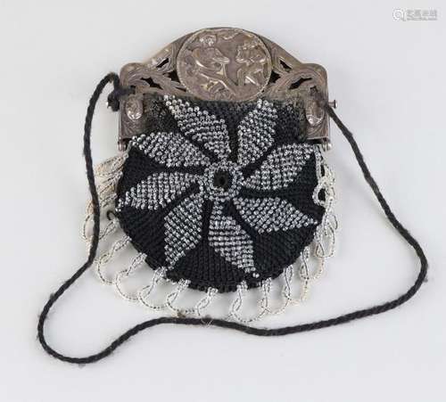 Purse with silver bracket, 833/000, braided handle,