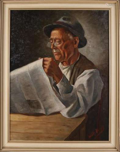 Willy Bleys. German School. 1909 - 1978. Man reads