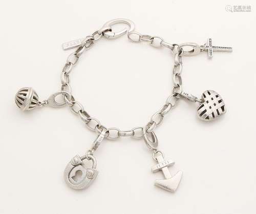 Silver charm bracelet, 925/000, Brand Jette 