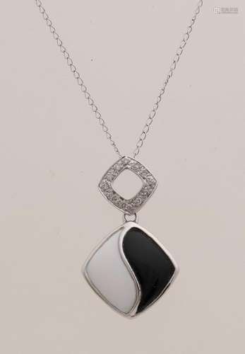 White gold pendant, 585/000, diamond-shaped model with