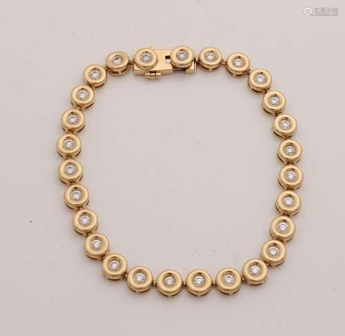 Yellow gold bracelet, 750/000, with diamonds. Bracelet