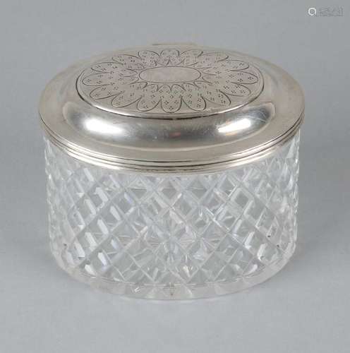 Oval crystal tea caddy with French-style shavings with