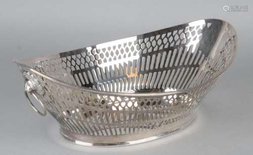Silver bread basket, 833/000, openwork barge model with