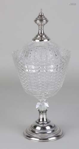 Crystal candy coupe with silver button and base,