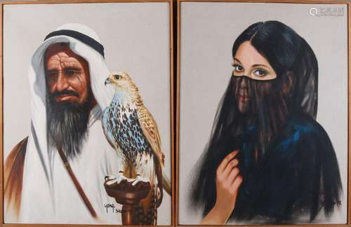 Two times Yang Saudia. 1979. Arab with falcon + Arab