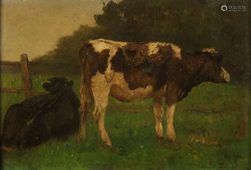 Hendrikus Alexander van Ingen. 1846 - 1920. Two cows in