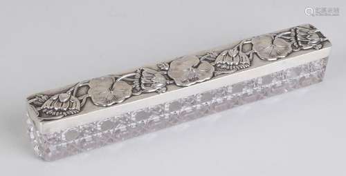 Crystal elongated box with Russian cut with a silver