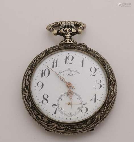 Large railway watch with figures and a hunting scene at