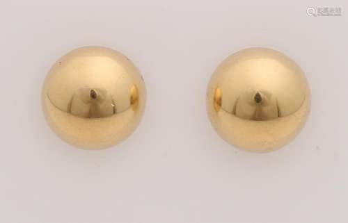 Yellow gold earrings, 585/000, with a smooth