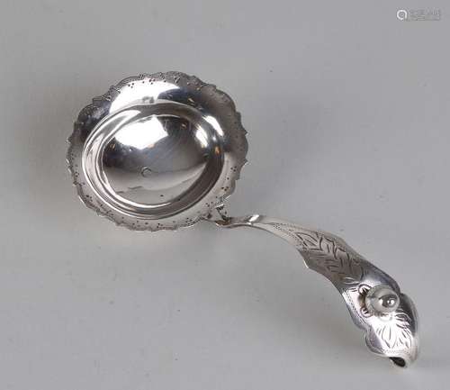 835/000 Silver ladle engraved oval bowl and engraved