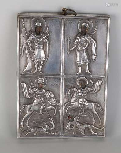 Four-square icon. With St. Joris on horseback below.