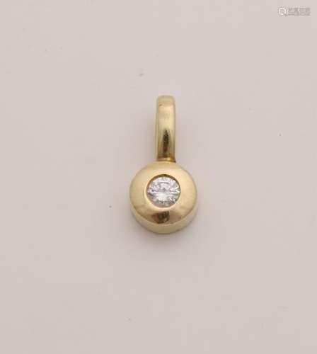 Yellow gold pendant, 585/000, with diamond. Pendant