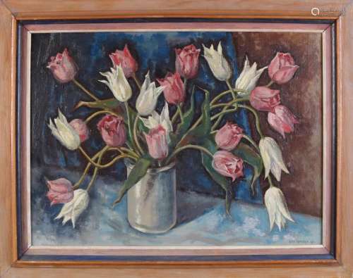 Alex Asperslagh 1960. 1901 - 1984. Vase with tulips.