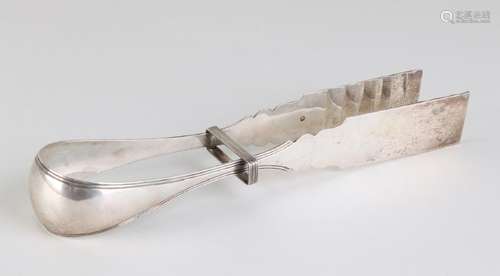 Silver asparagus tongs, 833/000, with double fillet