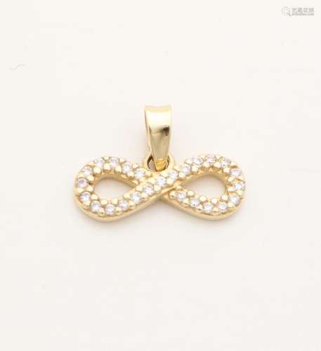 Yellow gold pendant, 585/000, with zirconia's. Fine