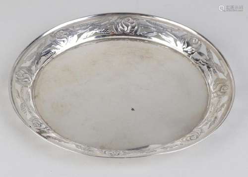 Silver silver platter, 925/000, round model with