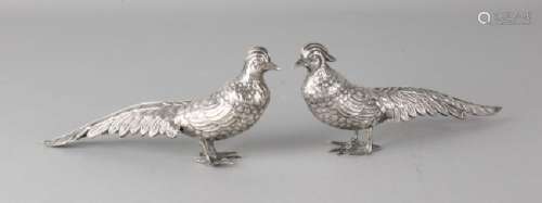 Set silver pheasants, 915/000. Spanish. 19x3x9cm, about