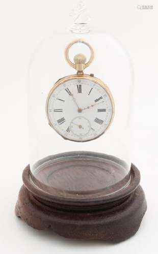 Yellow gold pocket watch, 585/000, with metal dust