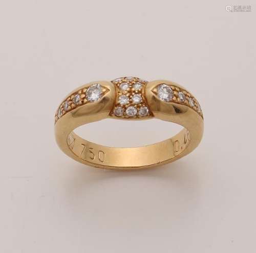 Yellow gold ring, 750/000 with diamonds. Fantasy model