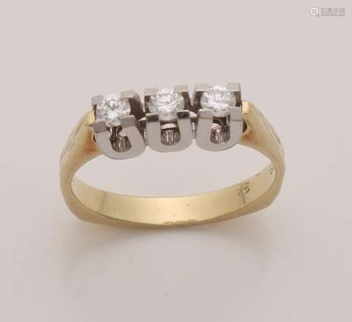 Yellow gold ring, 585/000, with diamonds. Angular ring