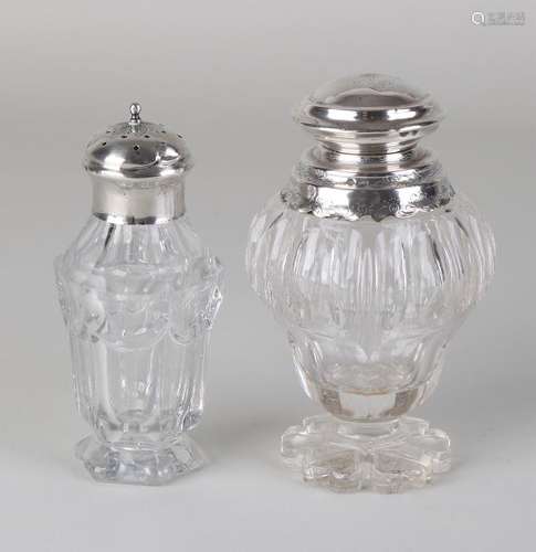 Crystal tea caddy and spreader, both finely polished