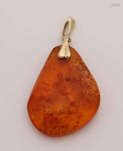 Pendant made of amber, pear shaped, with a yellow