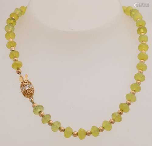 Necklace of faceted citrine beads, 7.5 mm, with yellow