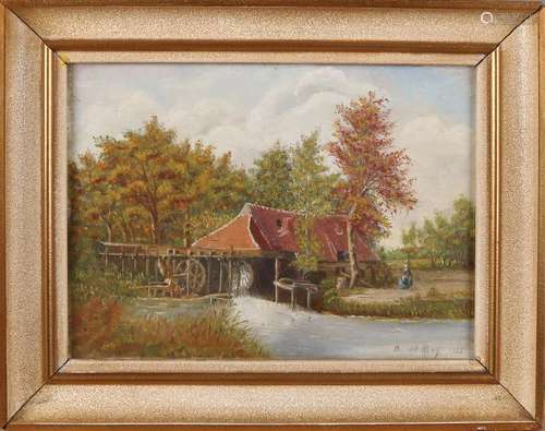 D. de Mey, 1935. Landscape water mill. To Meindert